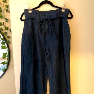 J Crew Paper Bag High Waist Chambray Pants